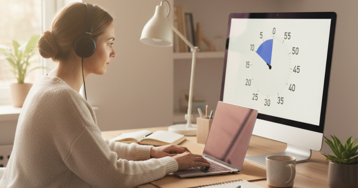 Visual timer showing countdown for ADHD time management
